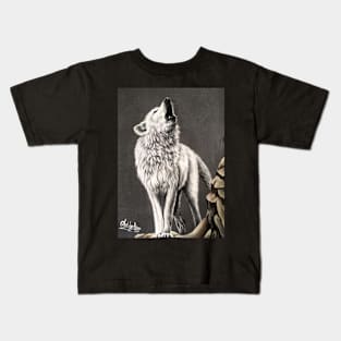 Howling Arctic Wolf Kids T-Shirt